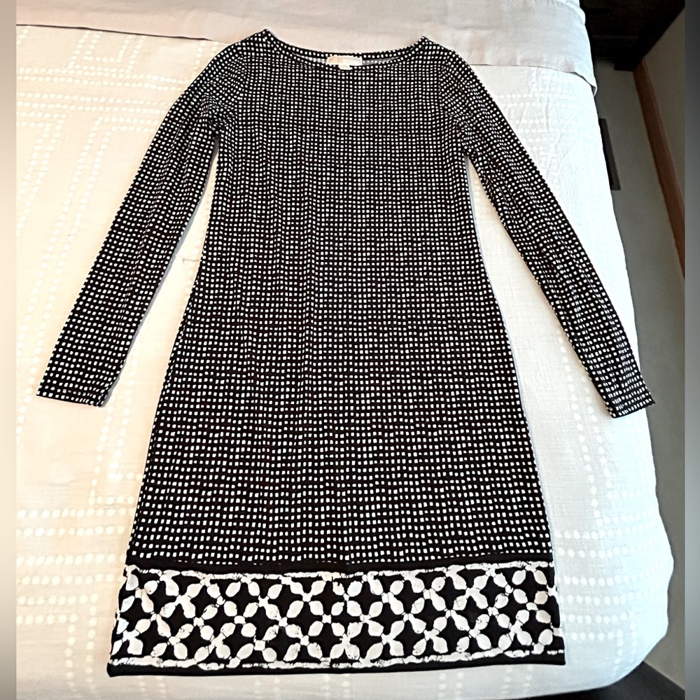 MICHAEL Michael Kors Black and White Patterned Long Sleeved Dress - S - NWOT